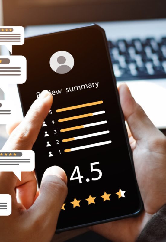 Consumer reviews concepts. Online surveys via smartphones. people review comments. rating or feedback for evaluate.
